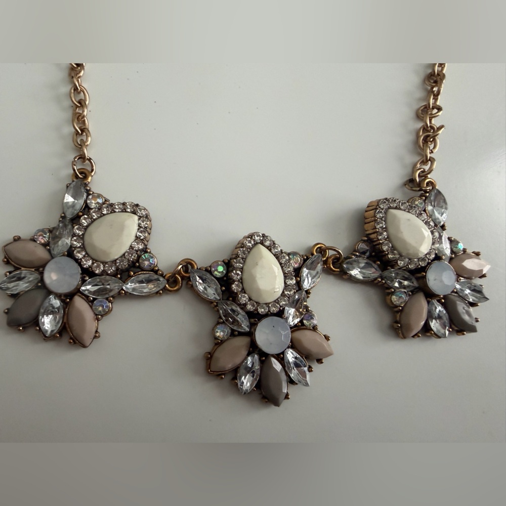 Gold Statement Necklace with Stone Accents - Picture 3 of 4